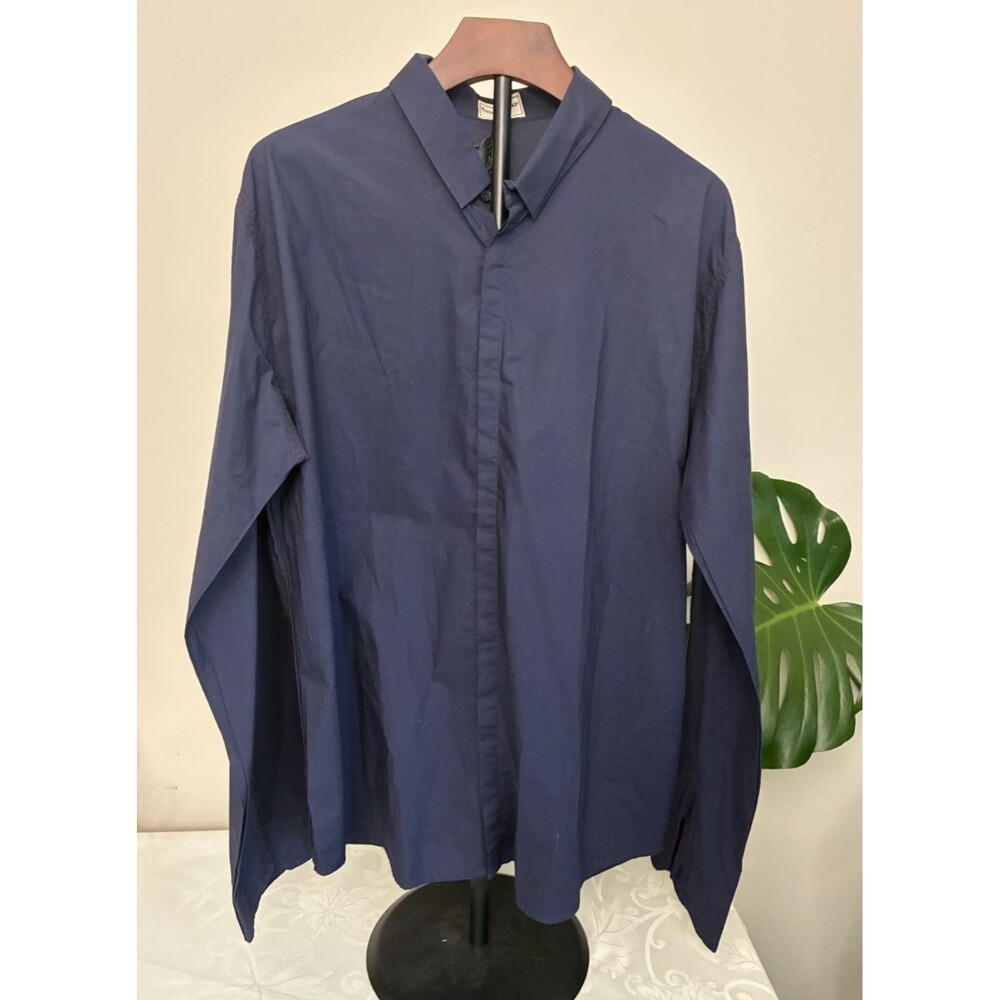 Rajesh Prarap Singh Mens Blue Button Down Collared Shirt Red Stitching XL NEW